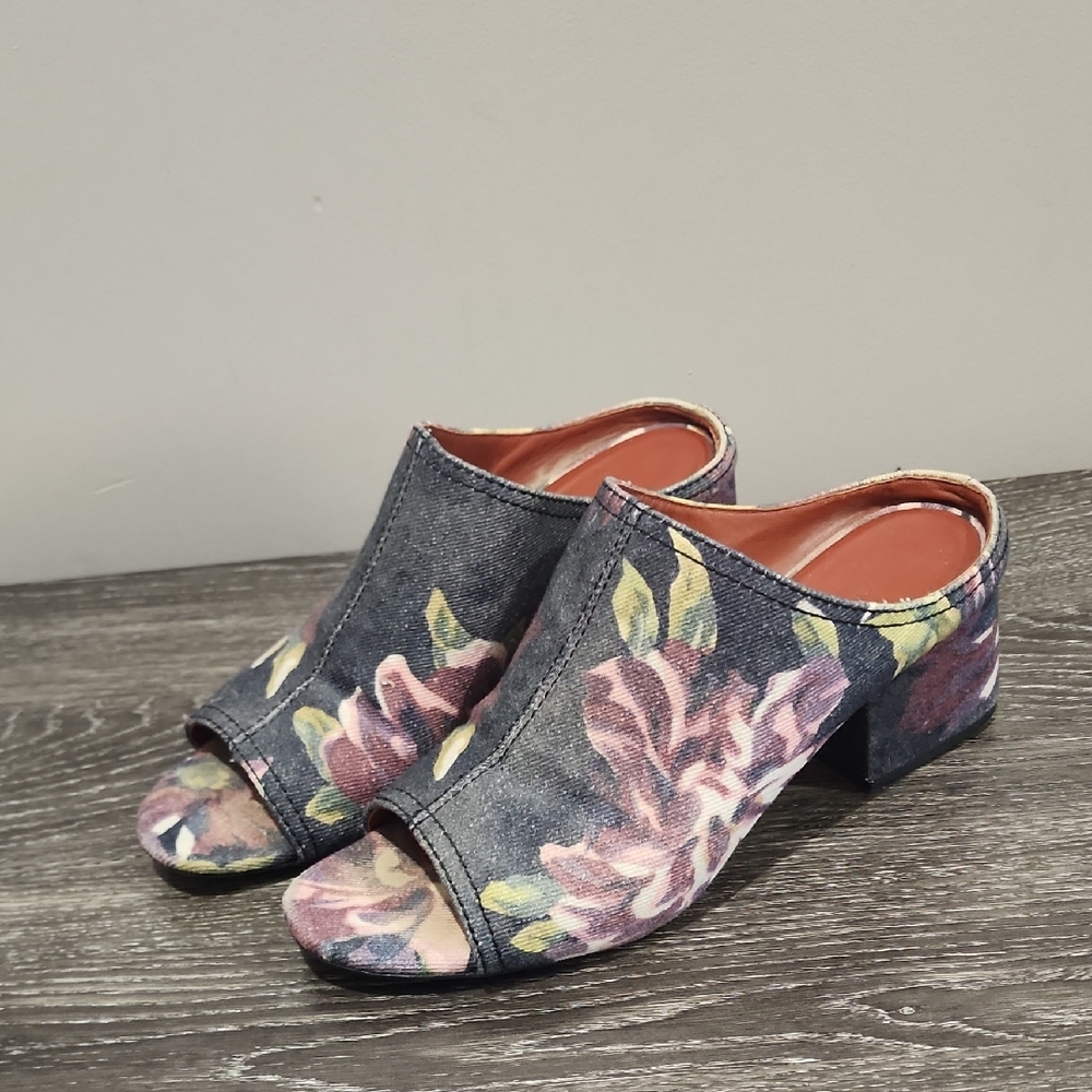 3.1 Phillip Lim Floral Denim Leather Interior Mules